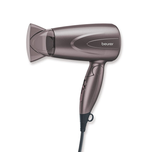 Beurer Professional Foldable, Travel Friendly, Compact 1300 Watts Hair Dryer With 2 Ultra Heat & Speed Settings, Automatic Overheating Protection, Metallic Color, Brown