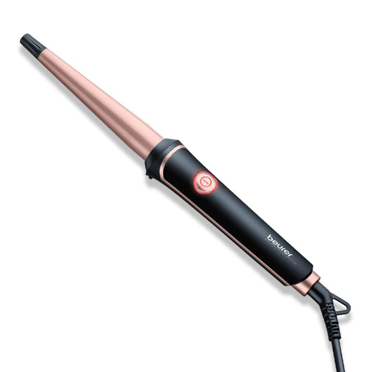 Beurer 37 Watts Professional Curling Tongs, 13-25 mm with Conical Heating Element for styling soft, Shiny Salon-like Curls, Ceramic Keratin Coating (Black)