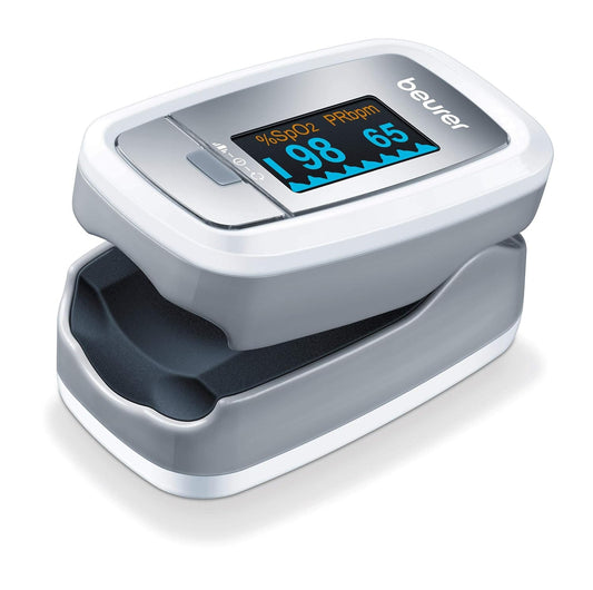 Beurer PO30 Pulse Oximeter, Blood Oxygen Saturation & Heart Rate Monitor - Grey