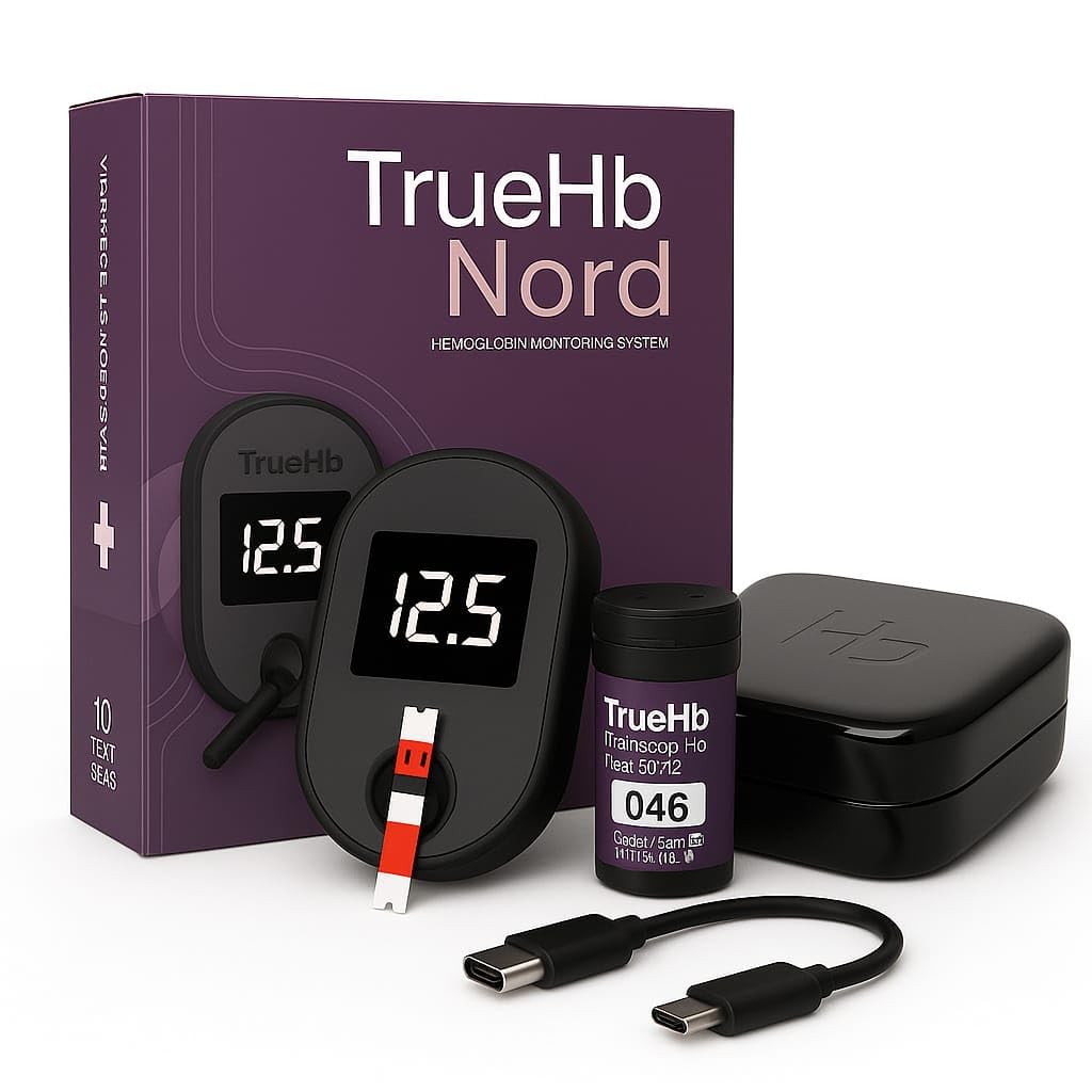 TrueHb Nord Hemoglobin Monitoring Kit – RFID Enabled Smart Hemoglobin Meter with Bluetooth