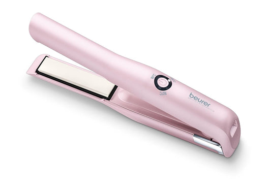 Beurer Hs 20 Cordless Hair Straightener, Battery Operation, Tourmaline Coating, Three Variable Temperature Settings (Pink)