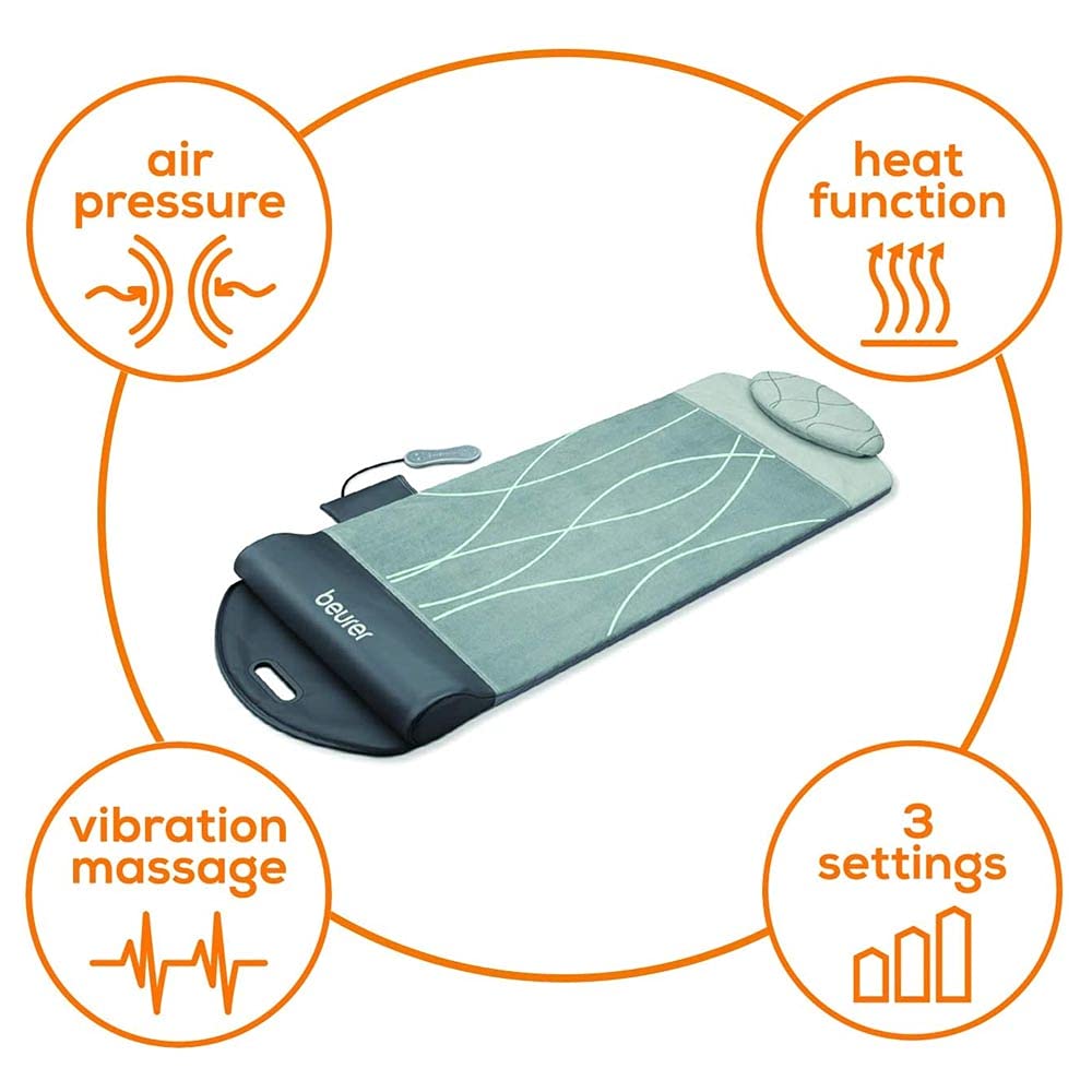 Beurer MG 280 Stretch Mat with 7 air chambers to imitate Yoga and Stretching exercises, Gentle vibration massage, versatile device