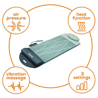 Beurer MG 280 Stretch Mat with 7 air chambers to imitate Yoga and Stretching exercises, Gentle vibration massage, versatile device