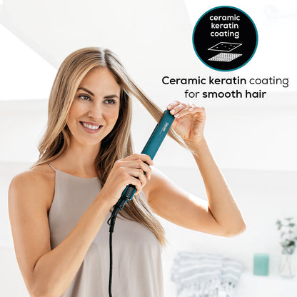 Beurer Hs 50 Ocean Premium Hair Straightener With Ceramic Keratin Coating, Led Display, Suitable For All Kind Of Hair (Green)