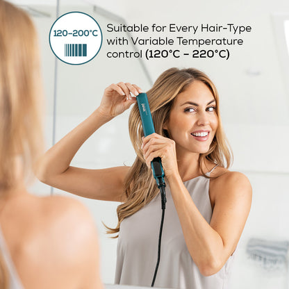Beurer Hs 50 Ocean Premium Hair Straightener With Ceramic Keratin Coating, Led Display, Suitable For All Kind Of Hair (Green)